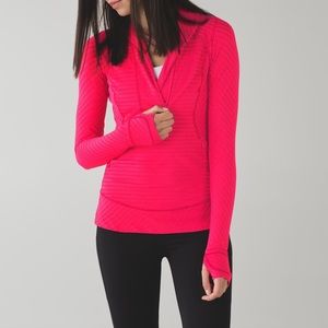 lululemon Think Fast Pullover red/pink stripe 4/XS